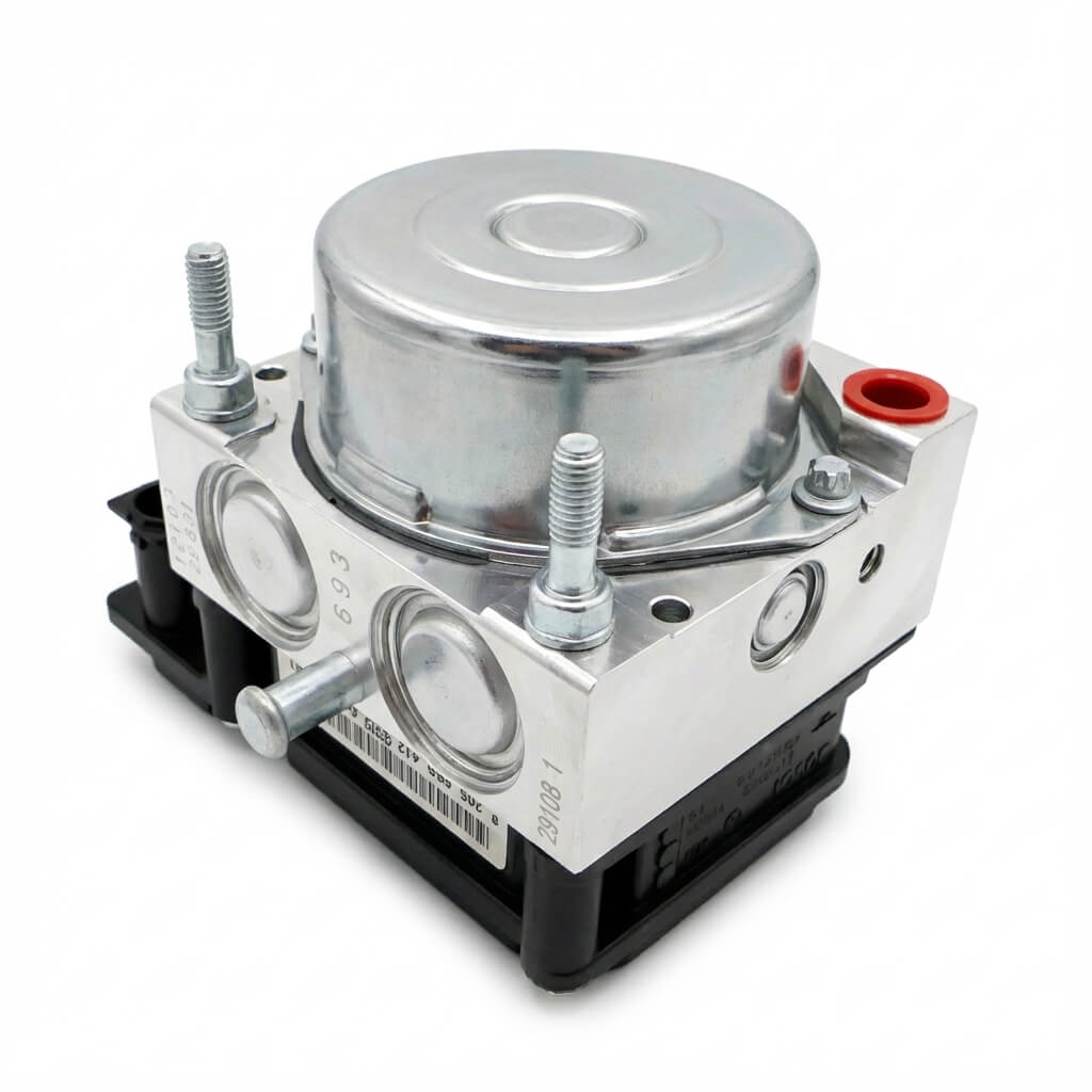 fully reconditioned Vauxhall Corsa ABS pump - Part number FE - 0265 800 795 - 0265 232 288 including electronic control module unit, prepared for Essex Recons' exchange service