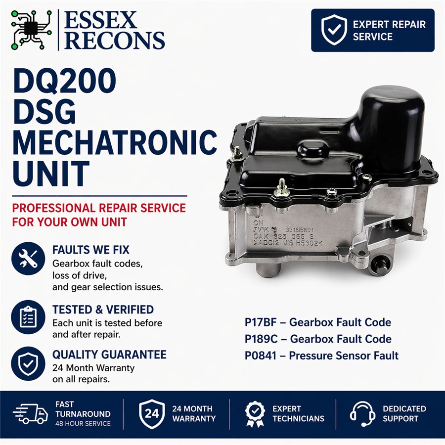 DQ200 DSG mechatronic unit repair service — P17BF, P189C, P0841 fault codes